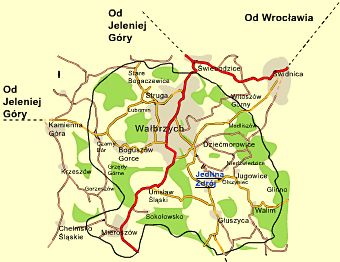 Mapa okolic Jedliny-Zdrój